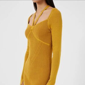 Joanna Mari long sleeve midi sweater dress extra small harvest mustard yellow